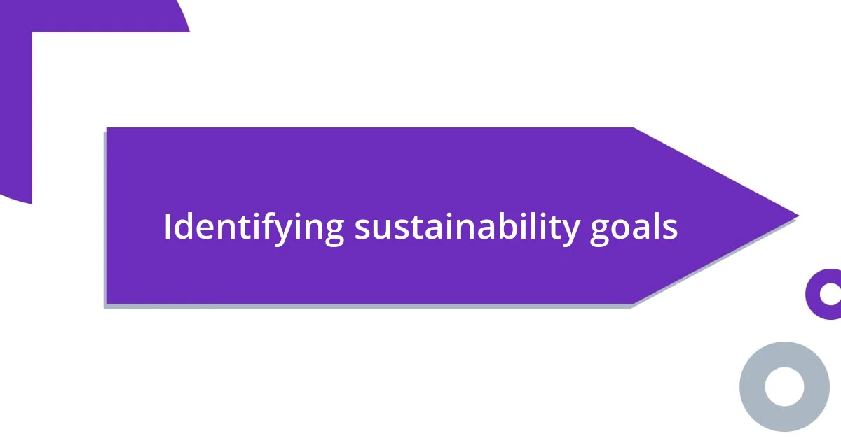 Identifying sustainability goals